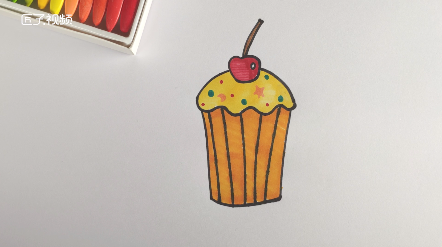 彩色纸杯蛋糕简笔画画法图片步骤💛巧艺网