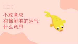 不敢奢求有锦鲤般的运气什么意思