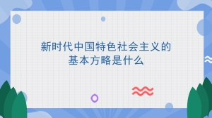 新时代中国特色社会主义的基本方略是什么