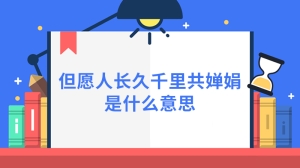 但愿人长久千里共婵娟是什么意思