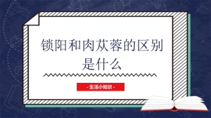 锁阳和肉苁蓉的区别是什么