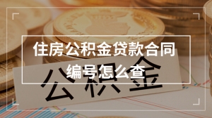 住房公积金贷款合同编号怎么查