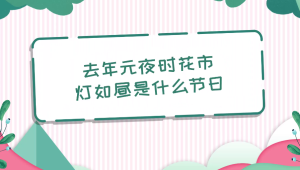 去年元夜时花市灯如昼是什么节日