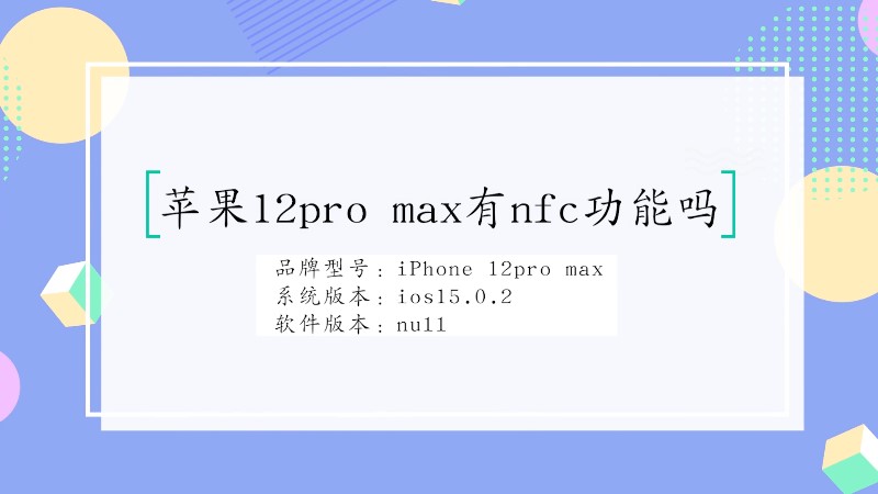 苹果12pro max有nfc功能吗