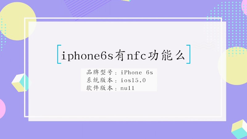 iphone6snfc功能有么